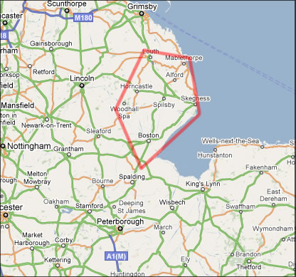 Map showing redius of delivery